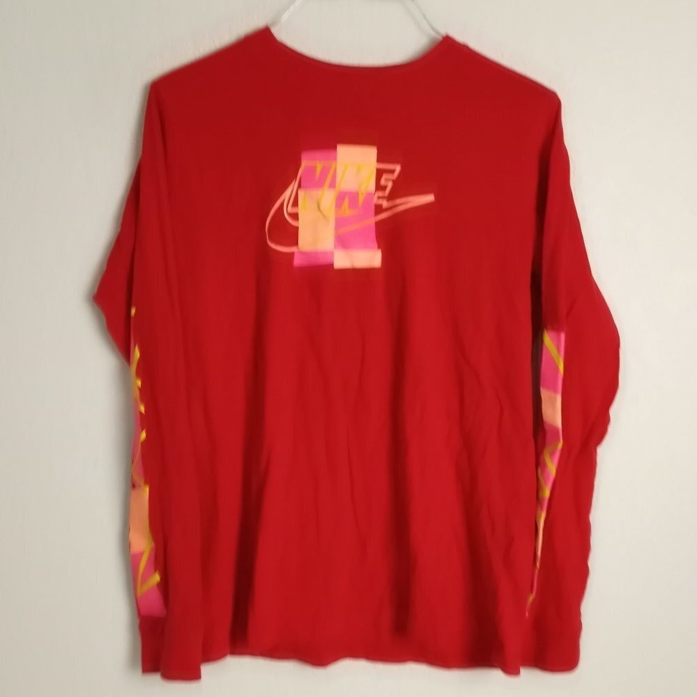Nike Girls Youth Long Sleeve Tee Shirt Neon Red XL Swoosh Logo
